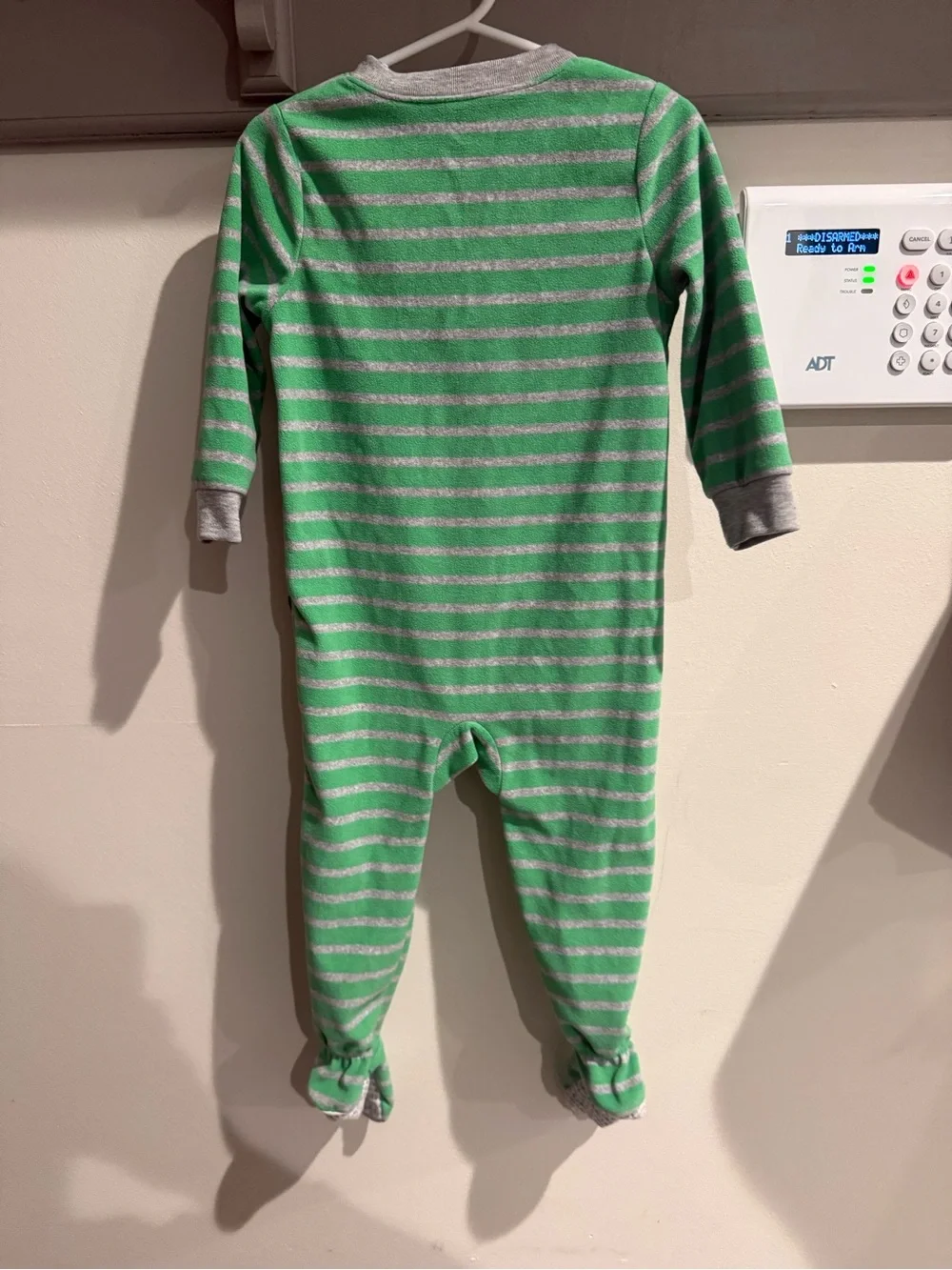 Carter's Blue Sports Print & Green Striped Dino Footed Pajamas